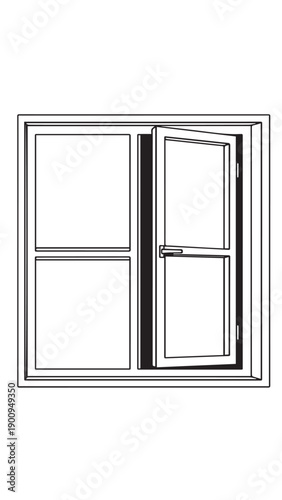 Minimalist Black and White Window Frame Illustration and Design.