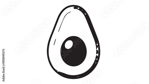 Vibrant cartoon avocado half illustration showcasing fresh produce, healthy eating, and versatile meal ideas.