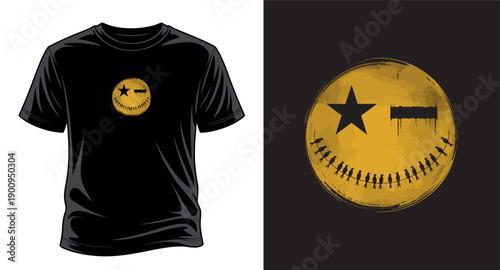 Birds on wire smiley face graphic design for black tshirt street art style