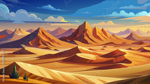 Very beautiful panoramic view of endless Sahara sand dunes, capturing vast desert textures, soft light, and the timeless natural beauty of Algeria’s iconic desert landscape.