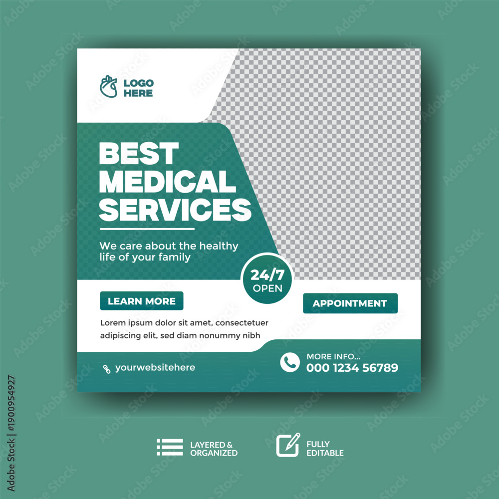 Obraz premium Modern medical instagram post template