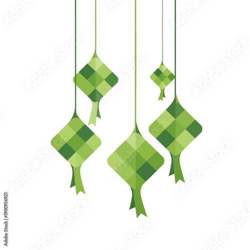 Ketupat Lanterns Hanging - Green Diamond Islamic Holiday Decoration