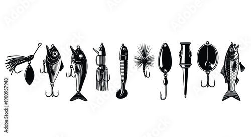 Set of Fishing Lures Icons