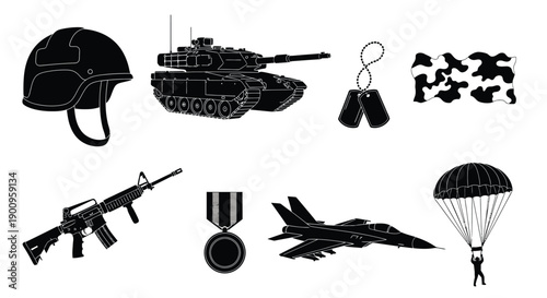 Set of Military Equipment Icons