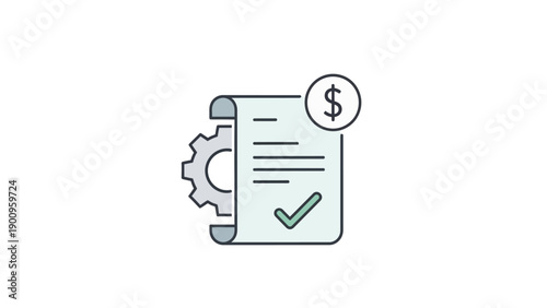 Financial Document with Gear and Dollar Sign.