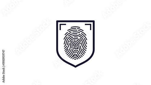 Fingerprint Icon Security Shield Protection Symbol.