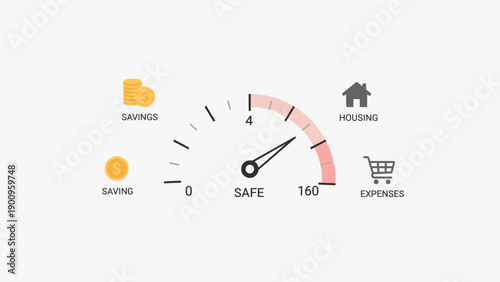 Financial Safety Meter Gauge Indicator.