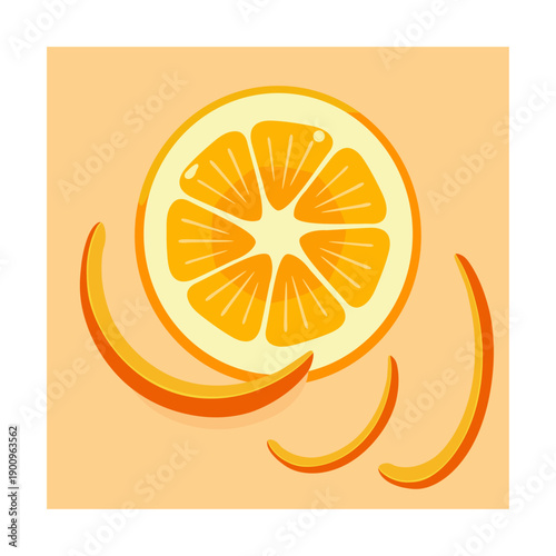 
Orange Slice with Peels Flat Style