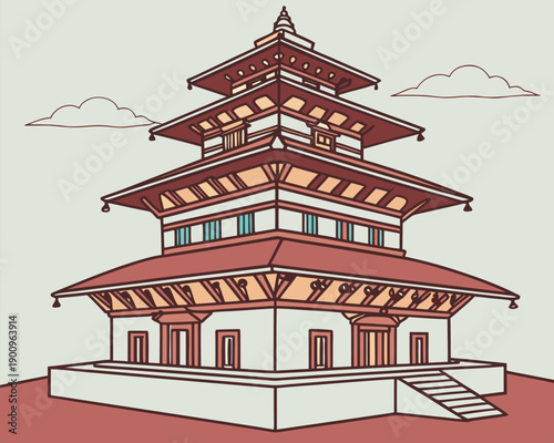 traditional asian multistory pagoda building