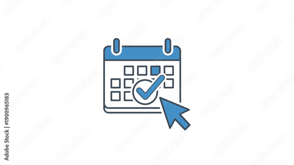 Fototapeta premium Blue Calendar Icon with Checkmark.