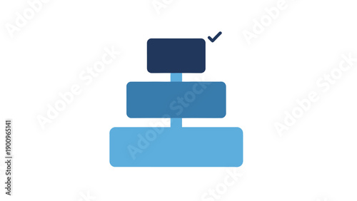 Blue Blocks Stacked with Checkmark Approval.