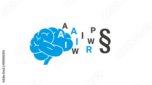 Blue Brain Icon with AI Text Logo.