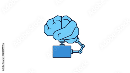 Blue Brain Illustration Emerging from Device.