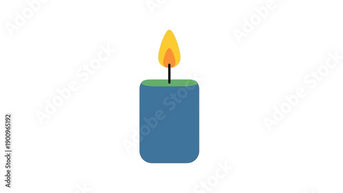 Blue Candle with Yellow Flame Illustration.