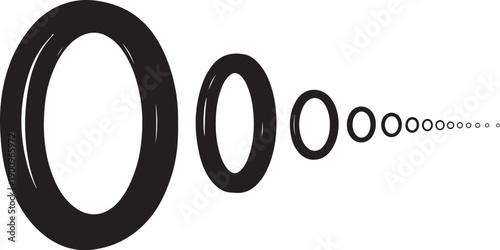 Black circles in decreasing sizes on white background illustration