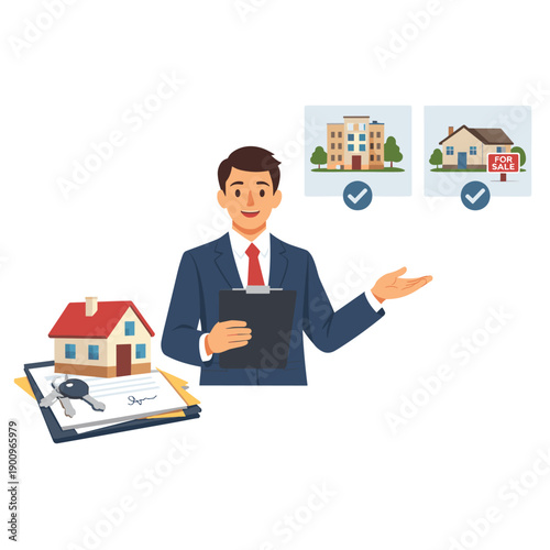 Real estate agent showcasing property options
