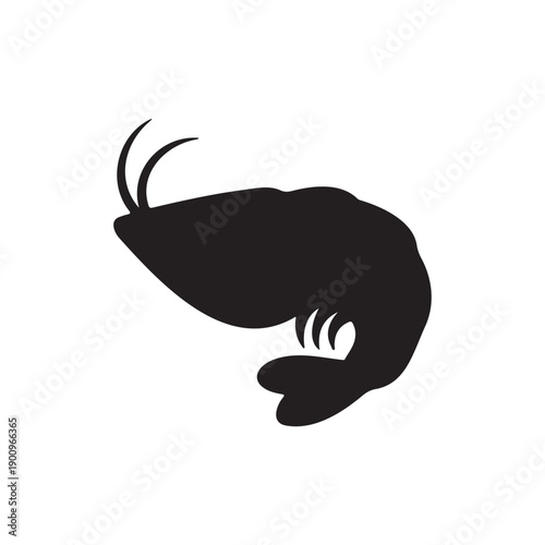Shrimp silhouette vector flat illustration design.