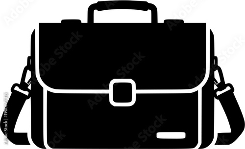 Messenger shoulder bag silhouette icon representing casual travel bag, student shoulder pack and modern lifestyle accessory concept in vector style