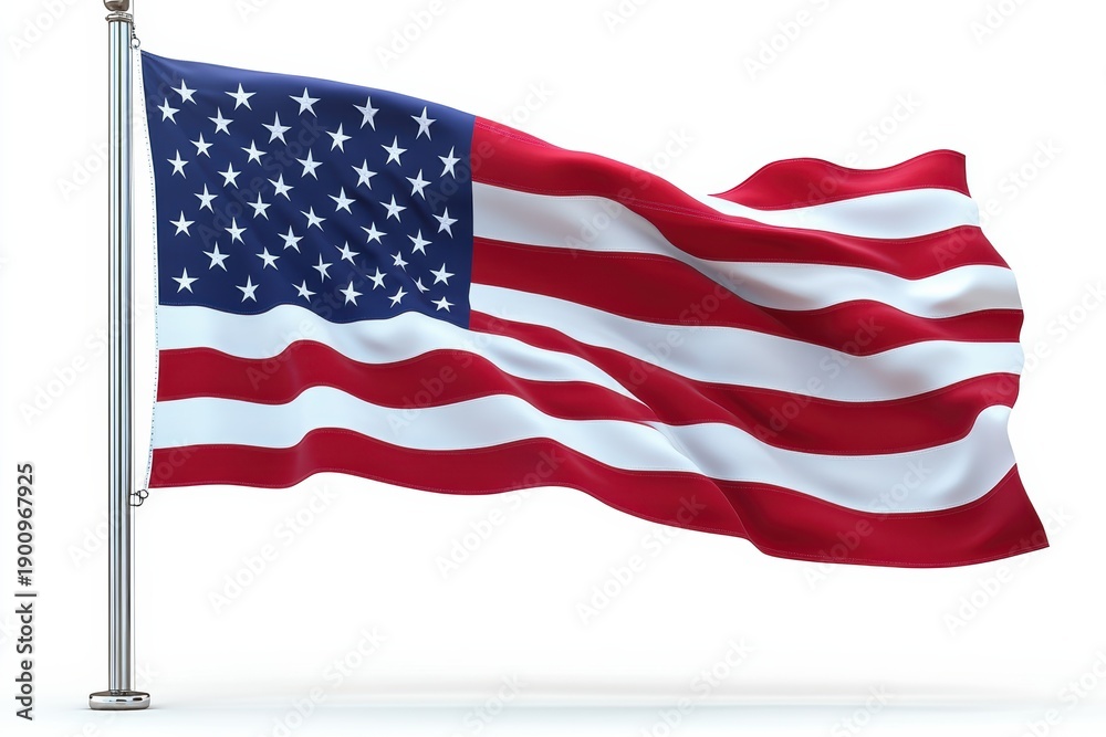 Obraz premium Graphic design of an American flag with minimalism on a white background in high resolution