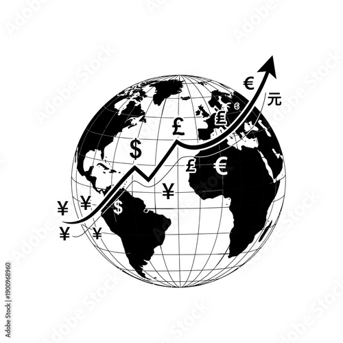 Global Currency Exchange Rate Graph Illustration.