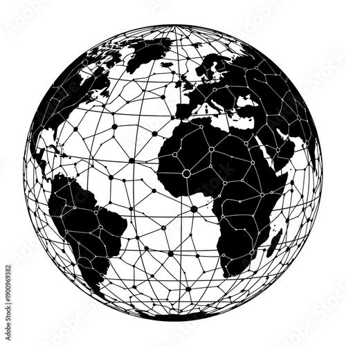 Global Network Connection Illustration of Earth.