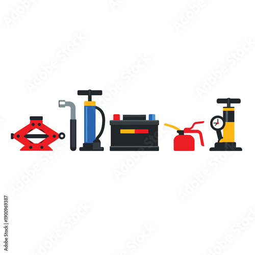 Car maintenance tools collection for automotive care