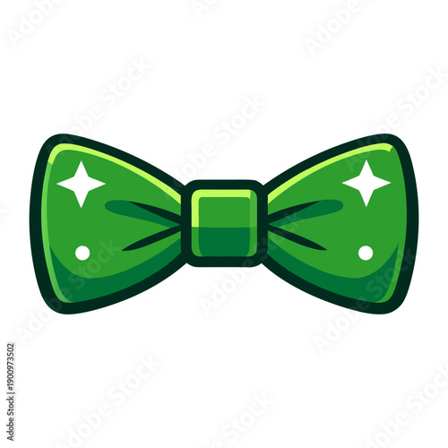 Green St Patrick’s Day Bow Tie Graphic, Cute Irish Bowtie Illustration with Sparkles, Lucky Green Cartoon Style Icon for T-Shirts, Stickers,
 Accessories, and Holiday Designs