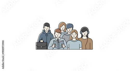 Diverse group of young adults together.