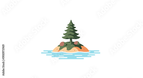 A small tree on a rock.