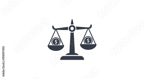 Balance scale with dollar signs.