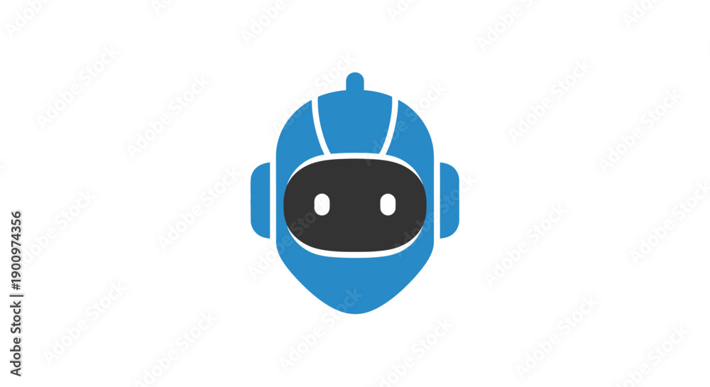 Obraz premium Blue robot head with black screen.