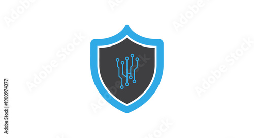 Blue shield logo with symbol.