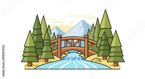 Brown Wooden Bridge Over Waterway.