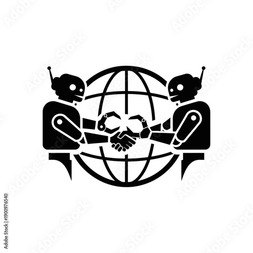 Alien Hands Shaking Over Globe Illustration.