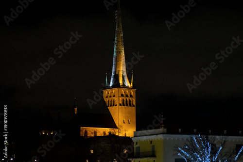night view of the old town of tallinn estonia