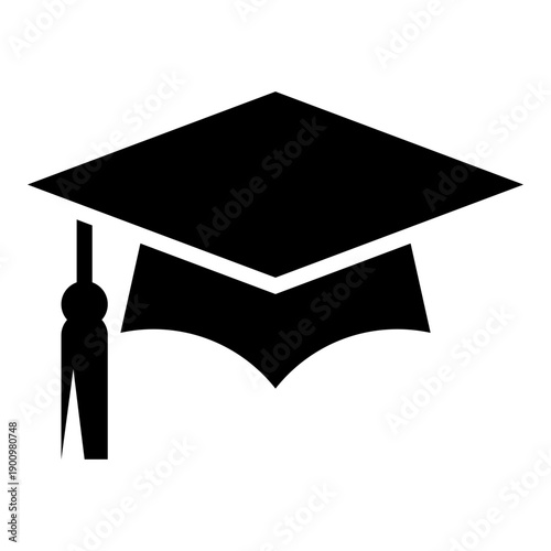 Mortar board or graduation cap sign. Higher education icon, university degree symbol.