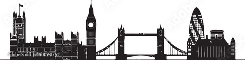 London city skyline black silhouette famous landmarks england travel tourism