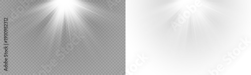 Glow isolated white transparent light effect, sun light with lens flare effect. Sun flush, Overlays, light, Sun, sunrays, transitions, lens flare, light leaks and glare in PNG format. PNG sunlight