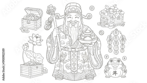 Chinese New Year Illustrations for Coloring