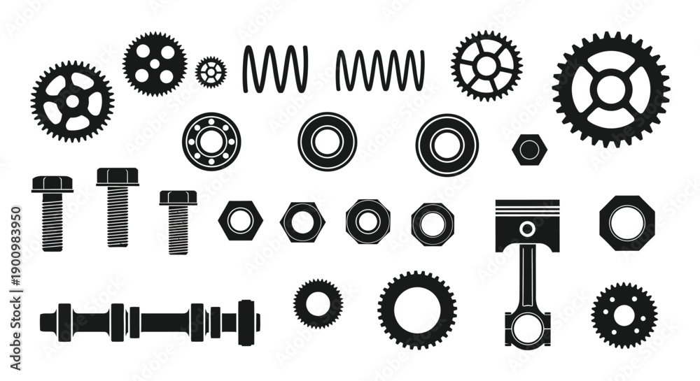 Obraz premium Set of Mechanical Parts Icons