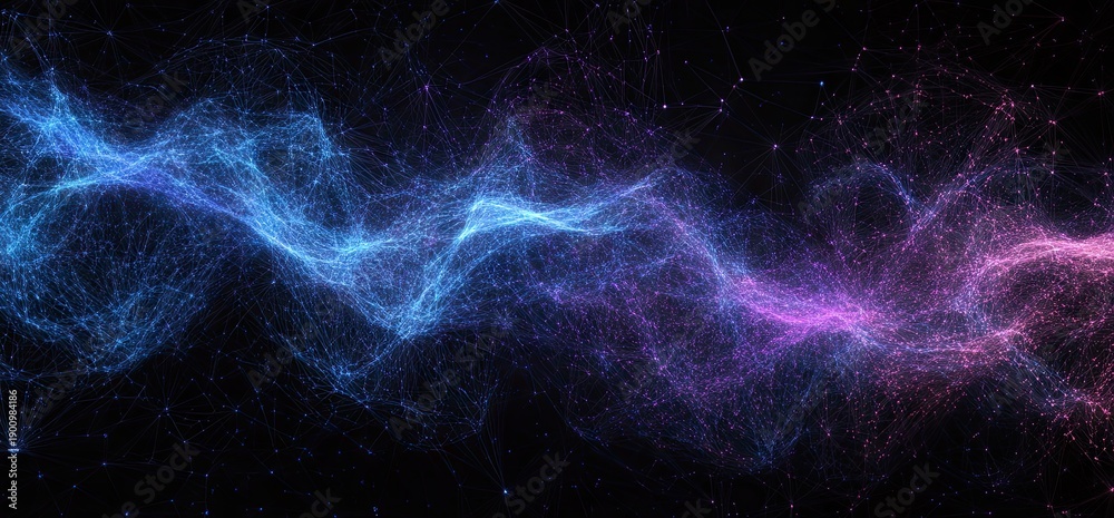 Fototapeta premium Ethereal blue and purple energy nebula cloud with soft glowing edges and misty diffusion in deep space darkness