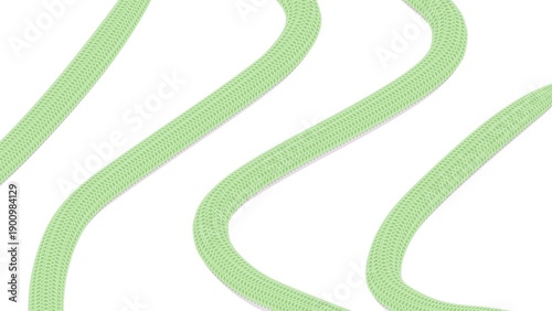Multiple green snake like tubes forming a diagonal pattern