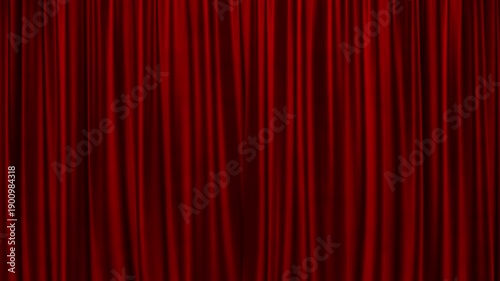 Realistic red velvet curtain closing on green screen and alpha matte. 4k 3d animation for transition compositing.