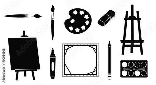 Set of Art Supplies Icons