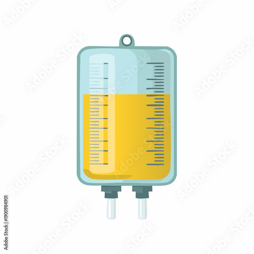 Medical IV Drip Bag with Yellow Liquid: Intravenous Solution for Treatment, Hydration, and Recovery