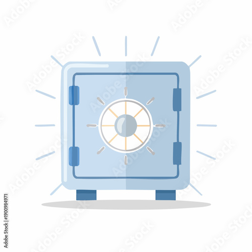 Stylized Metal Safe with Combination Lock Protecting Wealth Illustration