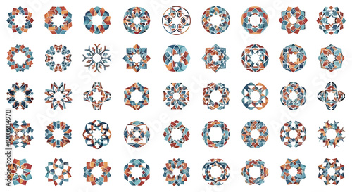 Collection of Abstract Geometric Mandala Designs.