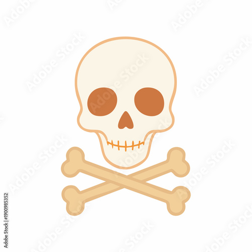 Skull and Crossbones Icon. Jolly Roger Symbol, Danger Sign, Pirate Emblem, Death Warning Sign