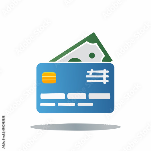 Credit Card and Paper Currency Symbolizing Financial Transactions and Payment Methods