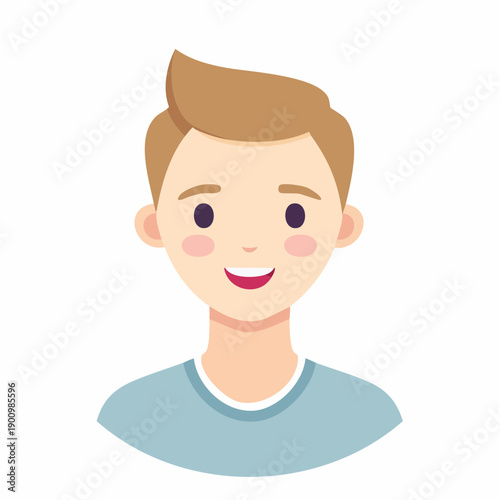 Smiling Young Man Portrait Illustration with Short Blond Hair